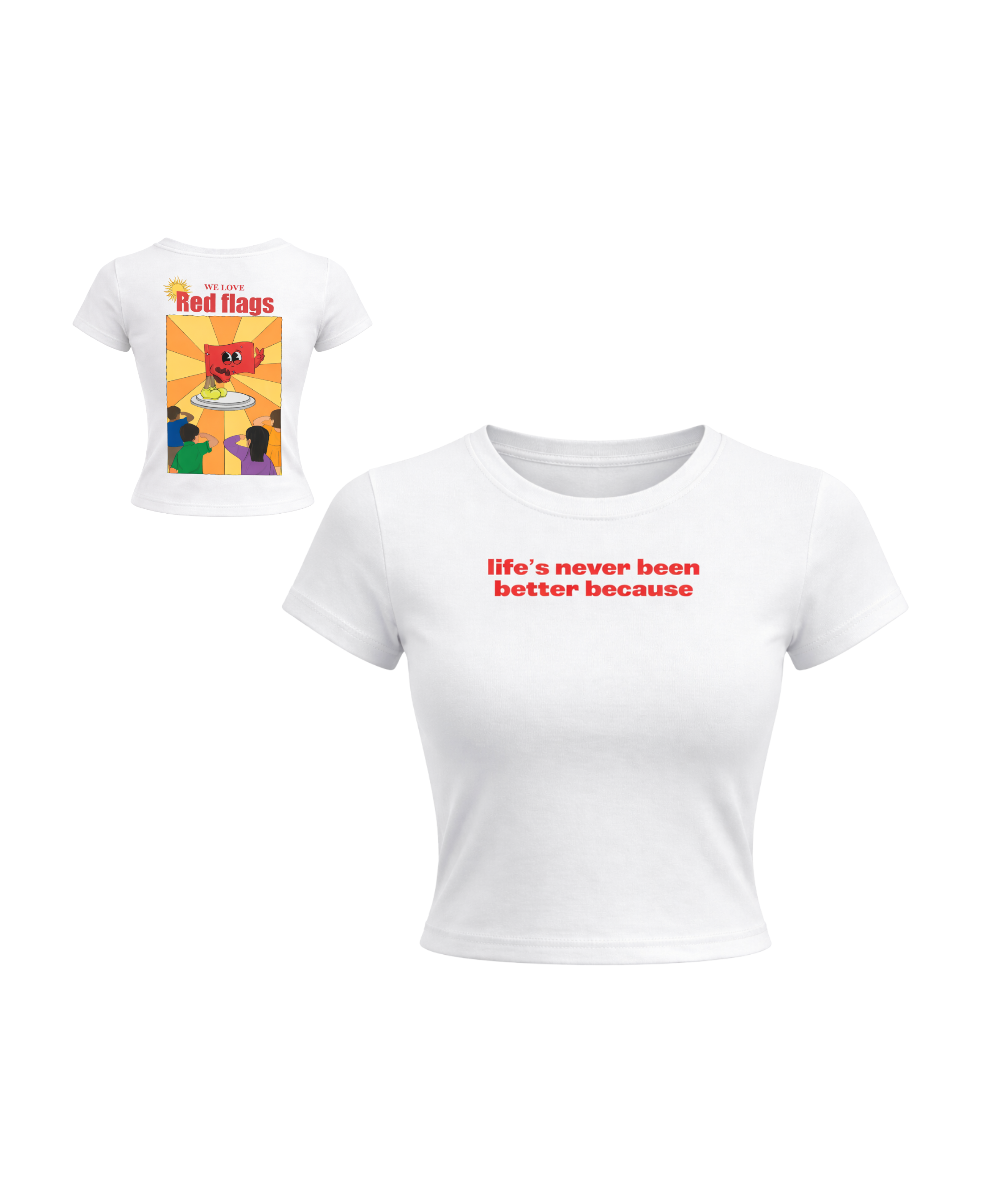 Red Flags White Baby Tee