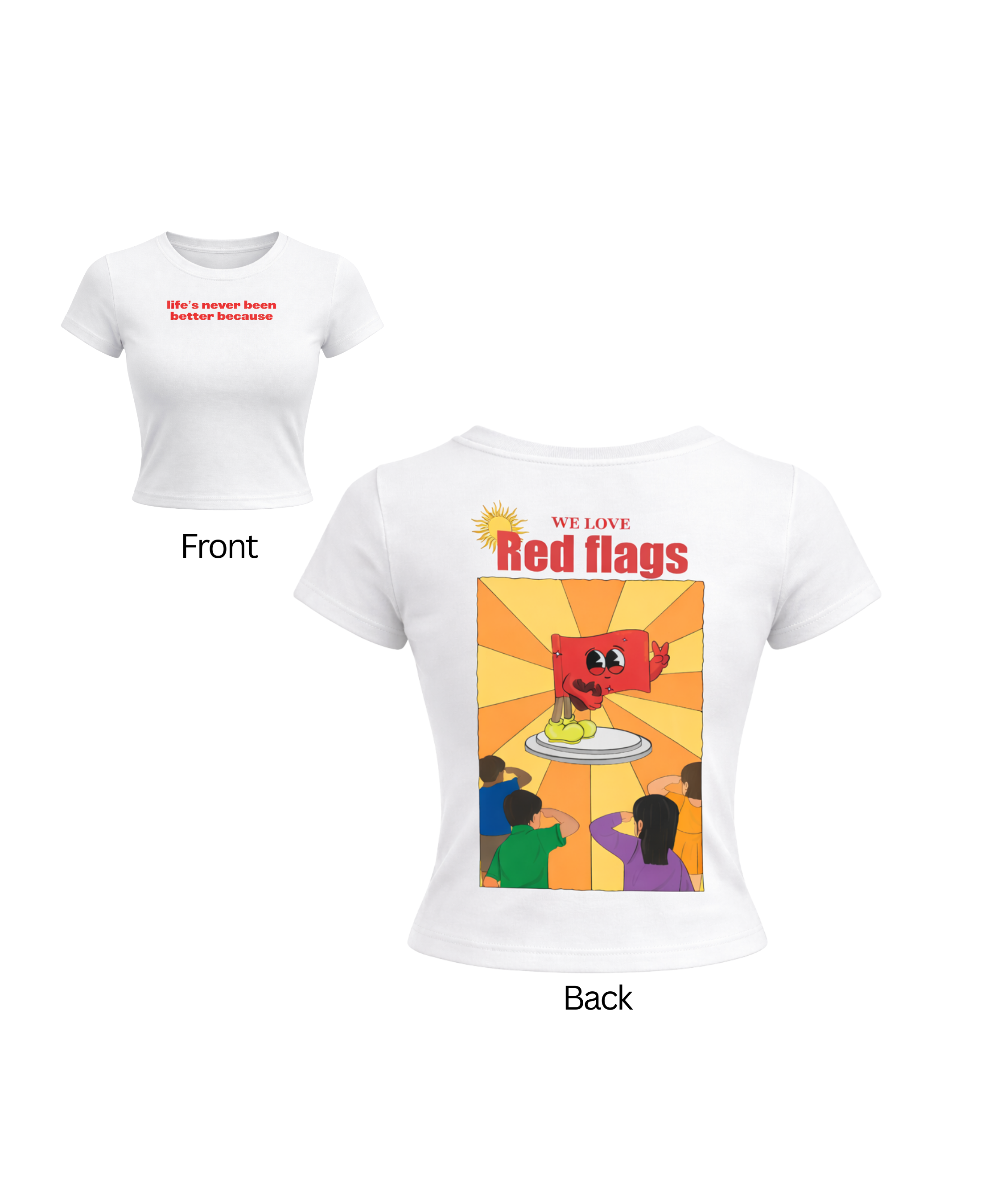 Red Flags White Baby Tee